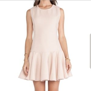 JOA wool blend sleeveless fit & flare drop waist mini dress Womens M Blush Pink